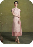 Magdalena Arresting Elegant Pink Cheongsam Dress Short Sleeve Qipao
