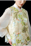 Hibiscus Yellow Green Sequin Embroidered Cheongsam Vest