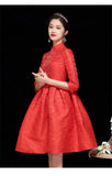 Red Dark Stripes Qipao Cheongsam