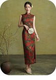 Sunset Sonorous Exquisite Silk Cheongsam Dress Rose Qipao