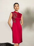 Mia Embroidered Cheongsam Dress - Modern Qipao Style for Engagement