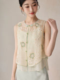 Coronet Light Apricot Silk Embroidered Cheongsam Top