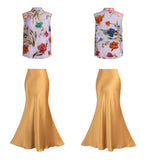 Zoe Signature Floral Embroidered 2-Piece Cheongsam Qipao