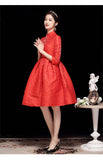 Red Dark Stripes Qipao Cheongsam