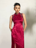Nora Mulberry Silk Cheongsam Dress - Modern Qipao Style with Frog Buttons