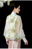 Hibiscus Yellow Green Sequin Embroidered Cheongsam Vest