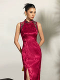 Nora Mulberry Silk Cheongsam Dress - Modern Qipao Style with Frog Buttons