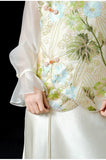 Hibiscus Yellow Green Sequin Embroidered Cheongsam Vest