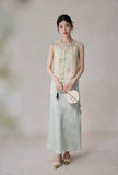 Coronet Light Apricot Silk Embroidered Cheongsam Top