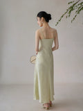Baroness Light Yellow Green Jacquard Cheongsam Dress
