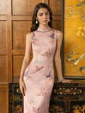 Zena Mulberry Silk Cheongsam Dress - Vintage Qipao with Pearl Buttons