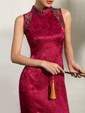 Nora Mulberry Silk Cheongsam Dress - Modern Qipao Style with Frog Buttons
