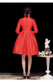Red Dark Stripes Qipao Cheongsam
