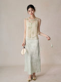 Coronet Light Apricot Silk Embroidered Cheongsam Top