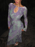 Yasmine Velvet Cheongsam Dress - Vintage Qipao with Floral Cutouts