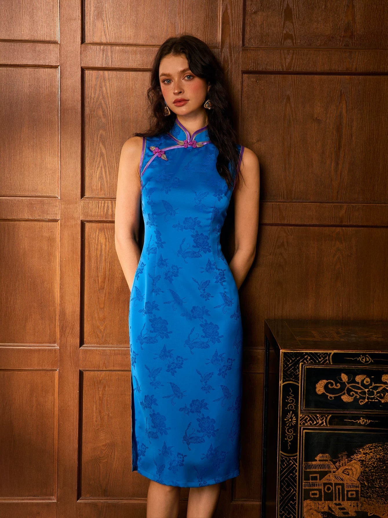 chinese cocktail dress Elegant Velvet Cheongsam - Chinese Qipao Dress - Luxury Vintage High Slit Gown - Classic Oriental Evening Dress - Formal Asian Dress
