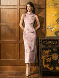 Zena Mulberry Silk Cheongsam Dress - Vintage Qipao with Pearl Buttons