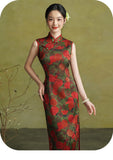 Sunset Sonorous Exquisite Silk Cheongsam Dress Rose Qipao