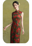 Sunset Sonorous Exquisite Silk Cheongsam Dress Rose Qipao