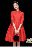 Red Dark Stripes Qipao Cheongsam