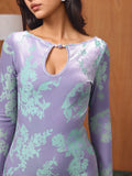 Yasmine Velvet Cheongsam Dress - Vintage Qipao with Floral Cutouts