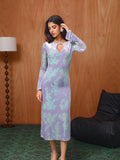 Yasmine Velvet Cheongsam Dress - Vintage Qipao with Floral Cutouts