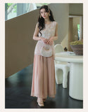 Rose Satin Glow Embroidery Qipao Cheongsam Two Piece