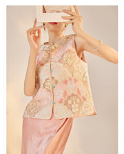 Silk Amari Captivating Embroidery Qipao Cheongsam Vest Top