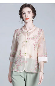 Silk Brooklyn Dazzling Embroidery Qipao Cheongsam Top