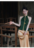 Silk Rosemary Good-Looking Qipao Cheongsam Two Piece