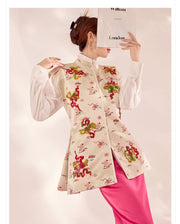Talia Blooming Embroidery Qipao Cheongsam Three Piece