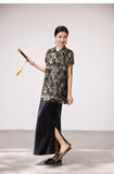 Delilah Black Floral Satin Cheongsam Top