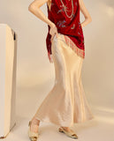 Velvet 2-Piece Embroidered Vest Skirt Cheongsam Set