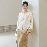 Sovereign Crabapple Brown Jacquard Cheongsam Top