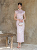Xiaowen Moon Purple Satin Cheongsam Dress