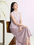 Chrysanthemum Lilac Jacquard Cheongsam Top