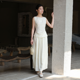 Paulina 2-Piece Fog White Jacquard Cheongsam Top