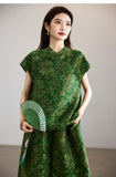 Celeste 2-Piece Yellow Coffee Jacquard Top Cheongsam