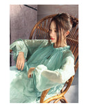 Moonlight Gradient Green Chiffon Cheongsam Dress