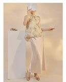 Delphine 2-Piece Embroidered Vest Cheongsam Set