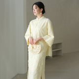 Hollyhock 2-Piece Almond Yellow Cheongsam Top