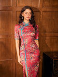 Lace Red Jacquard Slim-Fit Cheongsam