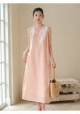 Lady Lotus Pink Lace Embroidered Cheongsam