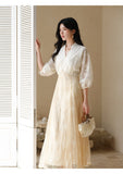 Valentina Warm Sunset Orange Lace Cheongsam Dress