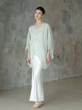 Charm Chic Rayon Jacquard Cheongsam Blouse Bat Sleeve Qipao