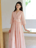 Rigel Soft Pink Crossover Cheongsam Dress