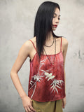 Fern Red Satin Loose Cheongsam Top