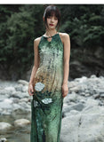Valencia Print Vintage High-Slit Cheongsam Dress