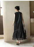 Adeline Black Silk Cheongsam Dress