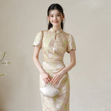 Ines Lotus Pink Jacquard Cheongsam Dress